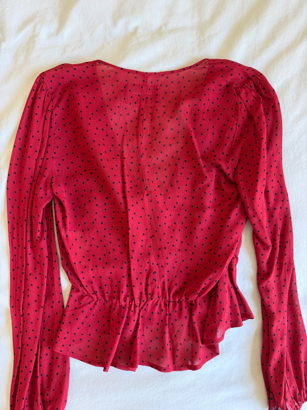 Reformation Red Long-Sleeve Peplum Blouse - Picture 8 of 11